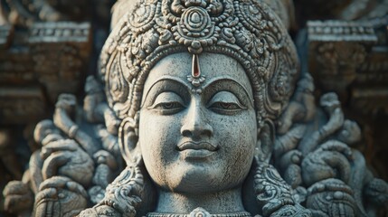 Obraz premium Vishnu is the god of Preservation, the great maintainer who often appears in various incarnations avatara to provide salvation for humanity Some of his best-known avatars who are tremendously pop. AI
