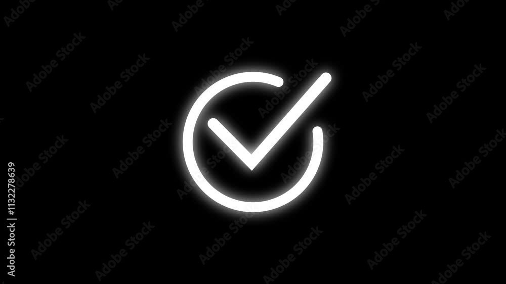 Poster check mark animation on black screen animation.