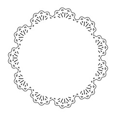 黒色の線のレースの円形フレーム素材