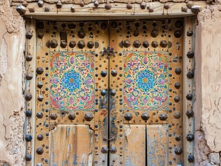Ornate Wooden Door with Intricate Detail