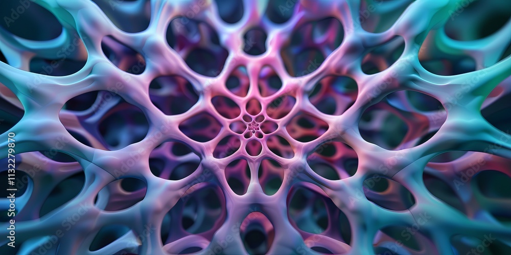 Poster a mesmerizing abstract design featuring intertwined, organic shapes in vibrant colors, creating a se