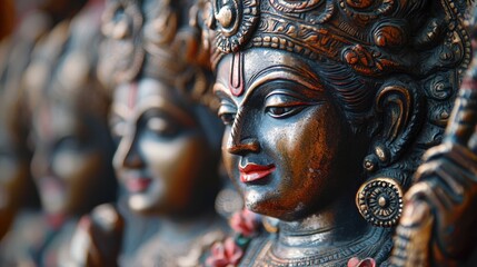 Fototapeta premium Vishnu is the god of Preservation, the great maintainer who often appears in various incarnations avatara to provide salvation for humanity Some of his best-known avatars who are tremendously pop. AI