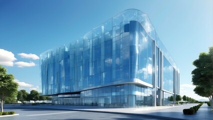 Fototapeta premium Modern architectural building with a sleek,