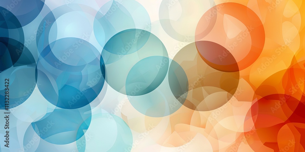 Poster abstract colorful circles in shades of blue, orange, and cream create a vibrant, dynamic background 
