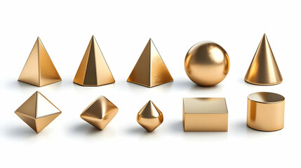 Golden Geometric 3D Render