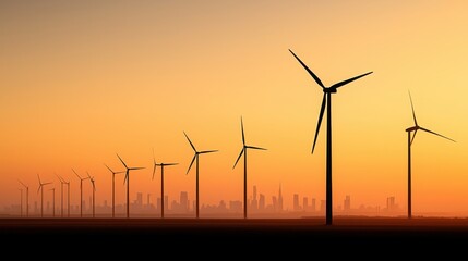 Fototapeta premium Wind turbines renewable energy solutions for coastal protection