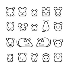 Obraz premium A Collection Of 18 Black And White Mouse Icons With Varying Styles And Poses