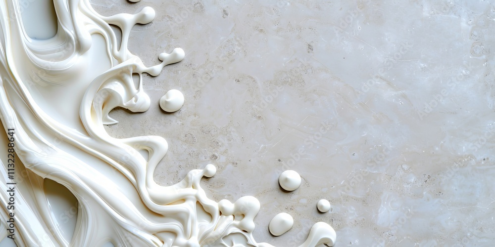 Poster a close-up of creamy, swirled texture on a light, smooth background, creating an artistic and abstra