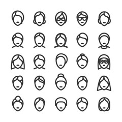 A Collection Of 25 Diverse Female Line Icons