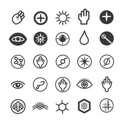 A Collection Of 25 Unique Black And White Symbols And Icons