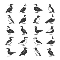 Obraz premium A Collection Of Black And White Bird Silhouettes