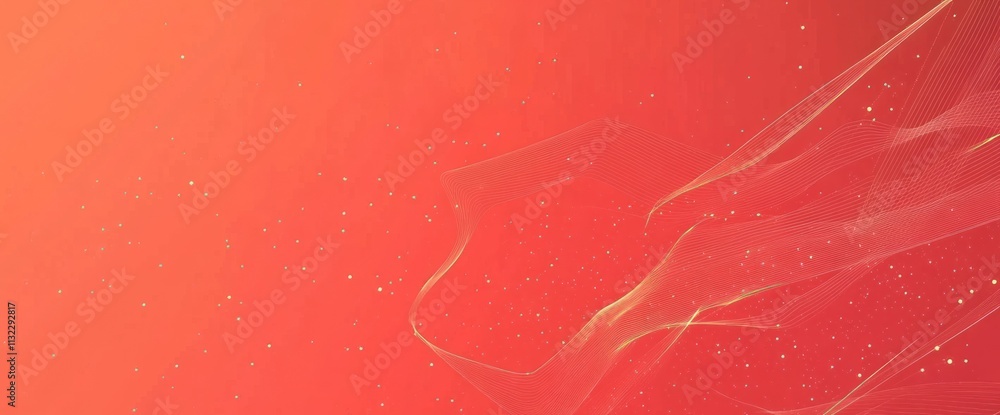 Aufkleber Abstract orange background with flowing lines and subtle particles.