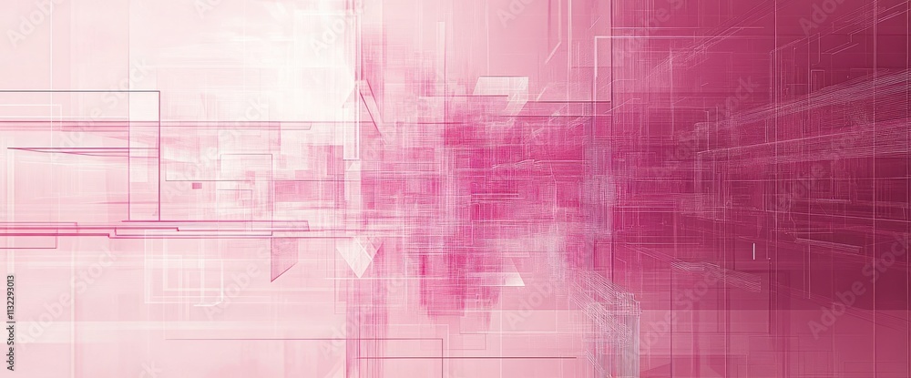 Aufkleber Abstract pink geometric background with translucent shapes and lines creating a futuristic, digital feel.