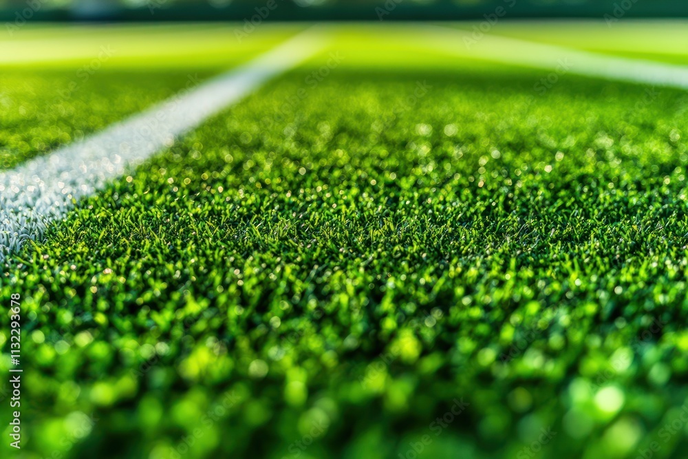 Poster close-up of artificial turf with white lines.