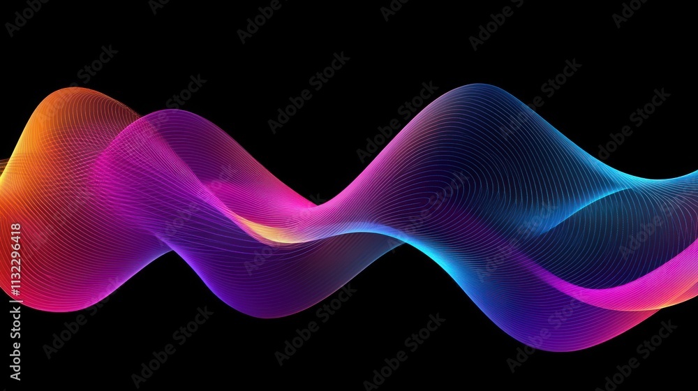 Poster Abstract Colorful Waves Flowing Dynamically Across Dark Background