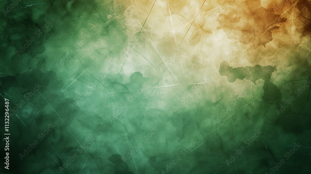 Poster a vibrant abstract background featuring a blend of green and warm orange hues, creating a serene and