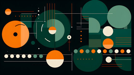 Obraz premium Digital technology geometric lines abstract background