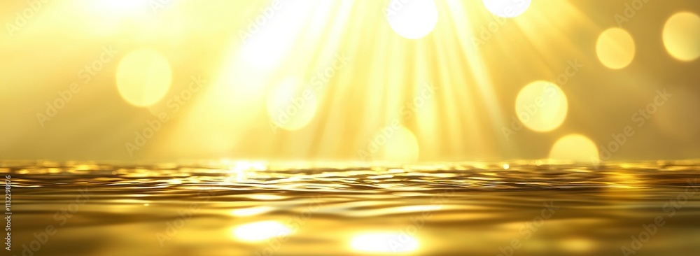 Aufkleber abstract golden background with bokeh lights and reflective surface.