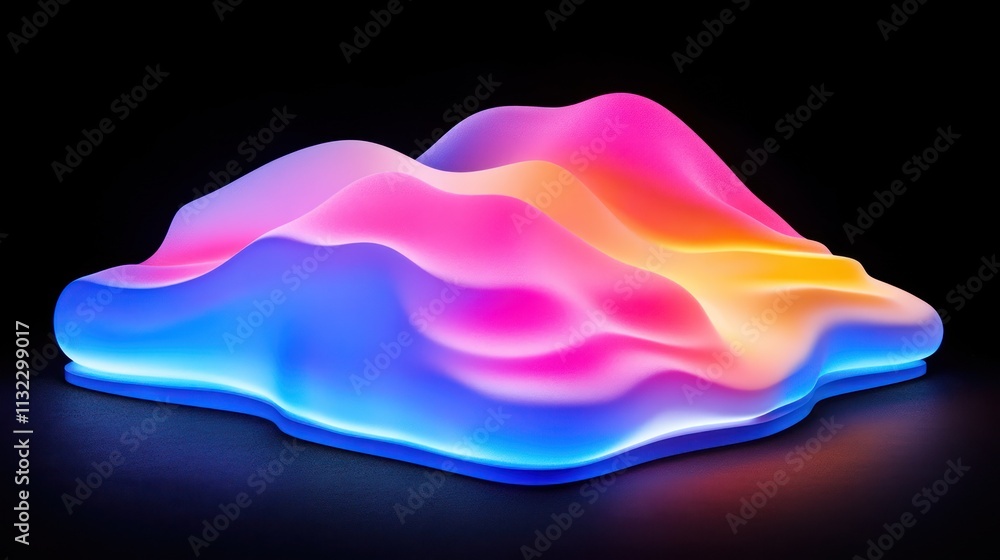 Poster abstract illuminated sculptural form with gradient colors