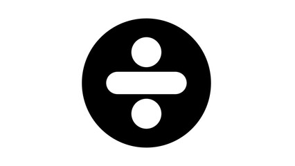 Black and White icon illustration of circle and division