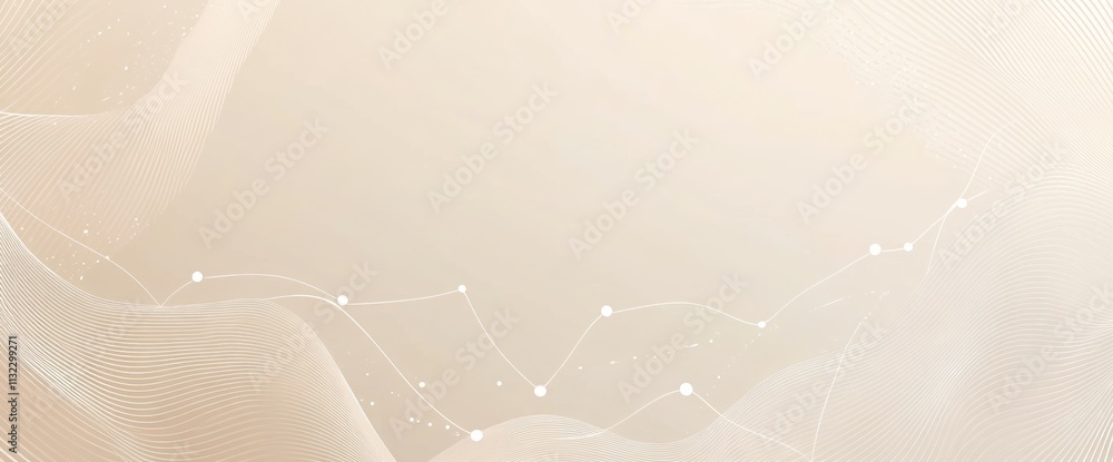 Poster abstract beige background with soft, flowing lines and subtle white dots, creating a delicate and el