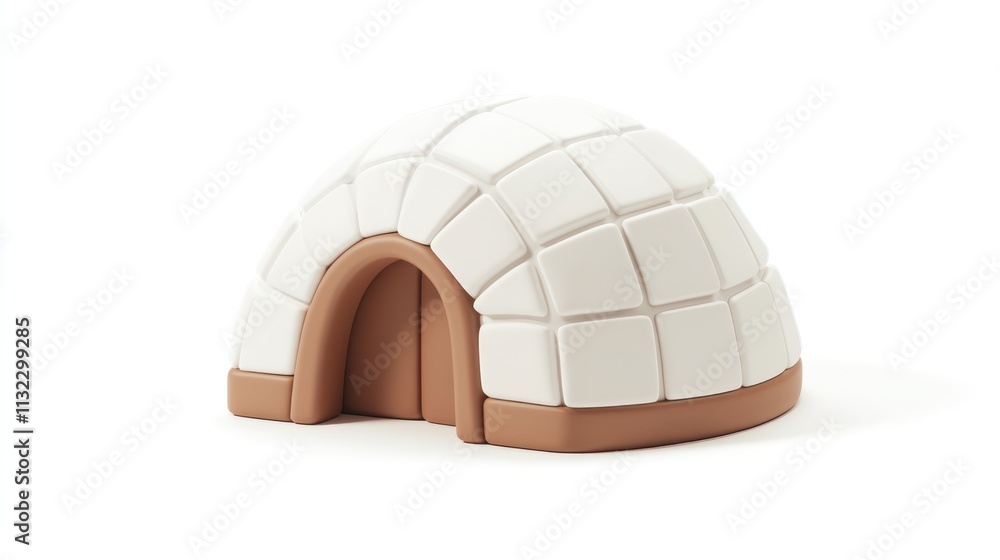 Aufkleber 3d render of an igloo, a snow house with a rounded shape and a small entrance.