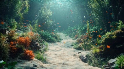 Obraz premium Submerged Paradise: An Underwater Oasis of Serenity