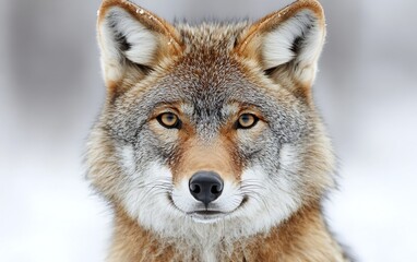 Obraz premium Close-up portrait of a red wolf in winter.