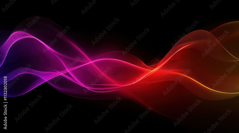 Poster abstract colorful waves flowing dark background