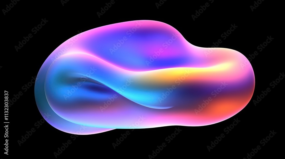 Poster abstract colorful fluid form on black background