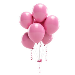 pink balloons bunch on transparent background