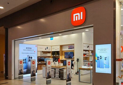 Poznan, Poland - 10 December 2024: Xiaomi store in a shopping mall.