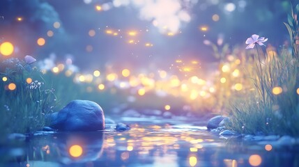 Fototapeta premium magical firefly river, summer night - magical/fantasy imagery