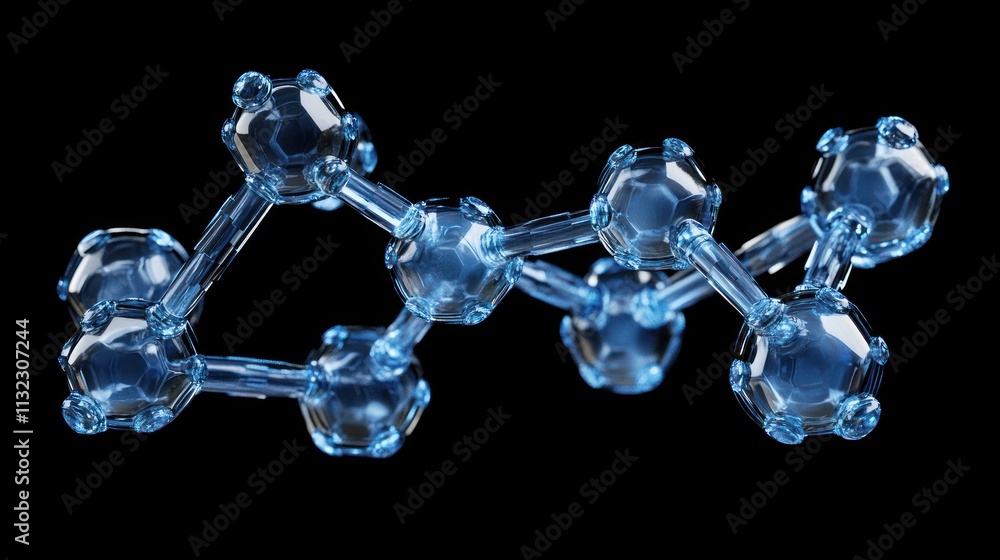 Poster a 3d representation of a molecular structure, showcasing interconnected atoms.