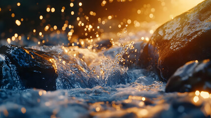 Golden Hour Water Splash Illustration