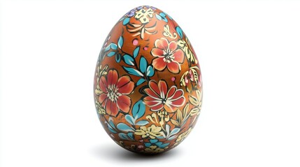 Fototapeta premium One colorful painted Easter egg on white background