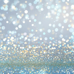 Blueish silver and white Sparkling Silver Glitter Background with Soft Bokeh Effect