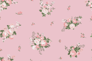 Seamless spring vector pattern with floral motif for dress fabric	
