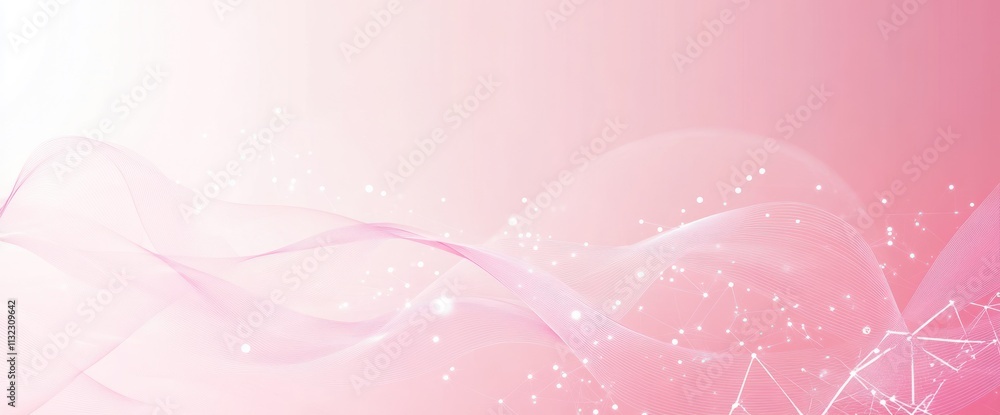 Poster Abstract pink wave background with particles.