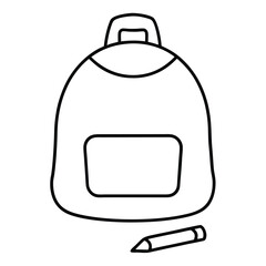 Obraz premium a Backpack and a pencil for school hand drawn clipart vector art and illustration on white Background