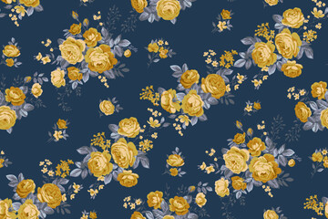 Seamless spring vector pattern with floral motif for dress fabric	
