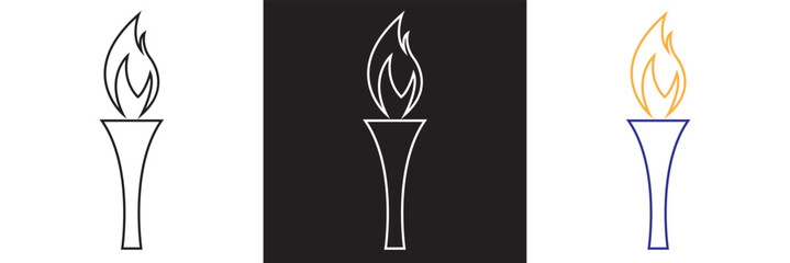 torch flame  icon.  Vector illustration. isolated on white and black background. EPS 10