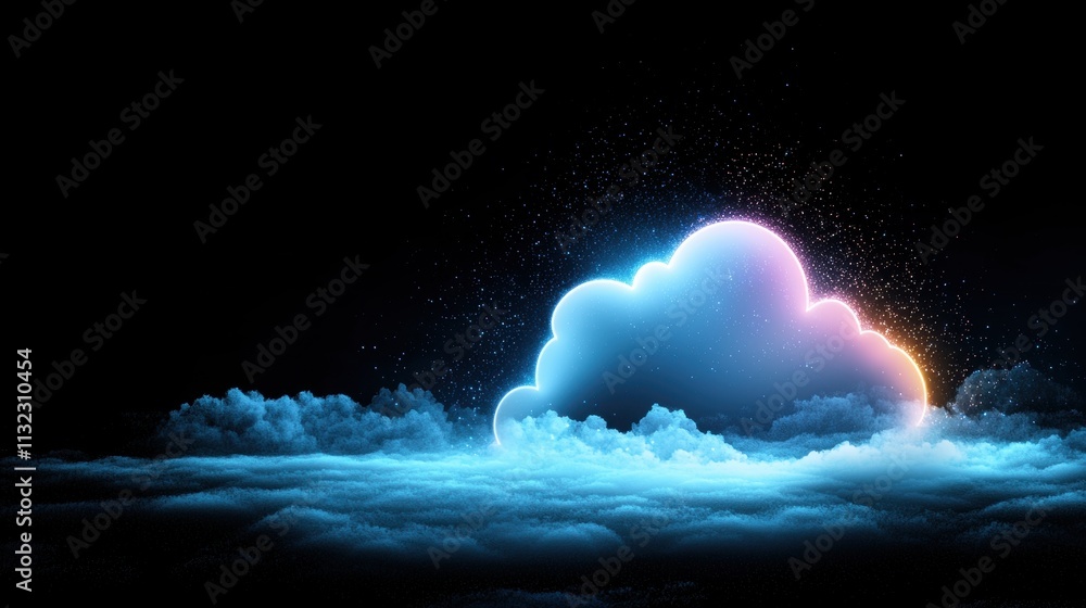 Poster cloud networks abstract representation of cloud networks with glowing lines and nodes, symbolizing c