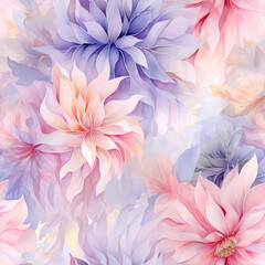Romantic Floral Tile Pattern with Flowers 