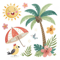 Obraz premium seamless pattern with tropical island