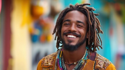 Fototapeta premium Man with dreadlocks and a broad smile