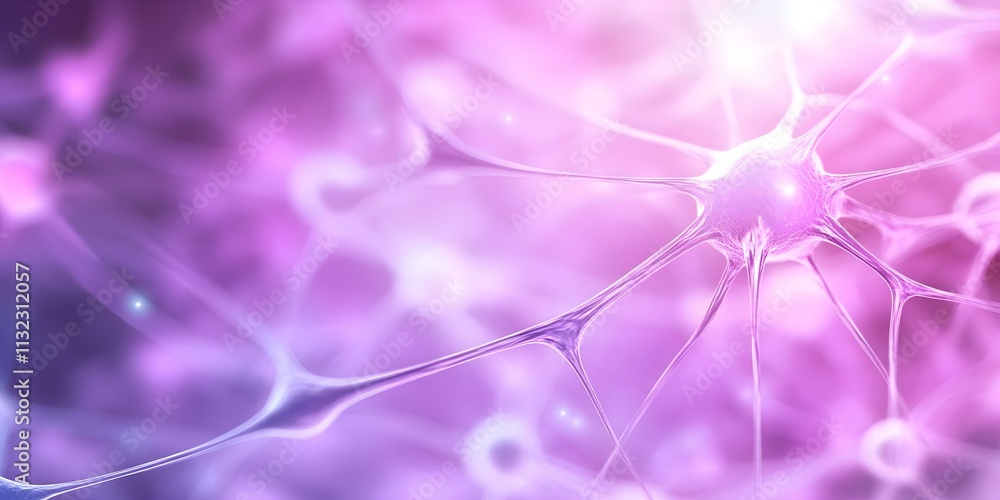 Poster a close-up view of neurons, showcasing their intricate structures and connections, set against a vib