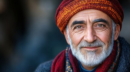 Fototapeta premium Middle-aged Turkish man with a traditional fez and a warm look.