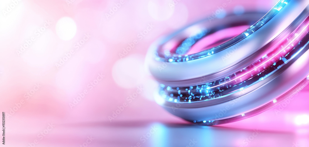 Poster glowing neon rings create mesmerizing swirl in futuristic setting