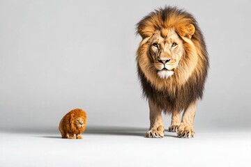 Fototapeta premium Majestic Lion Proudly Standing Detailed Fur